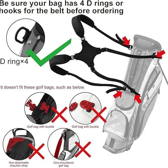 Bærbar Golf Skulderrem Golfbag Rem Kompatibel Skulderrem black