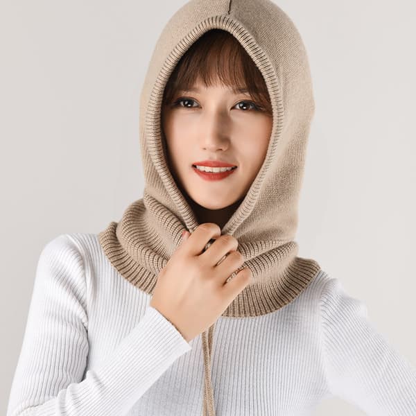 Balaclava hue til kvinder, vinter, kashmir, strikket hue, skimaske, skihue til udendørs brug Light Grey Adjustable