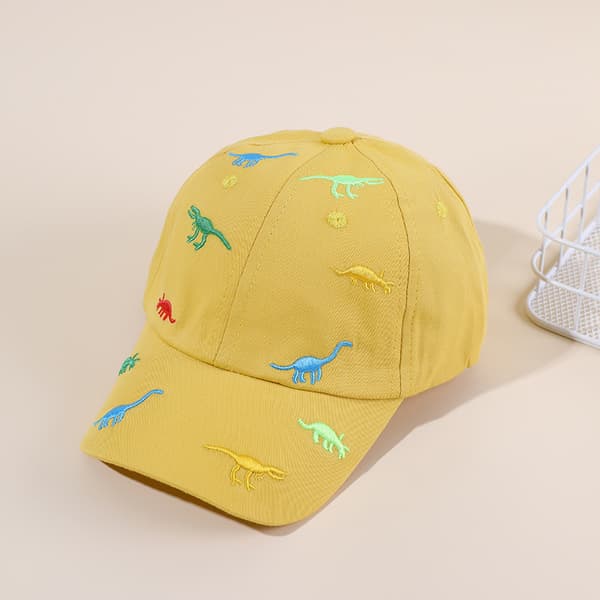 Baseballcaps for små jenter med brodert dinosaur, solhatt for vår/sommer, baseballcaps for små gutter for 2-8 år Pink 48-54CM