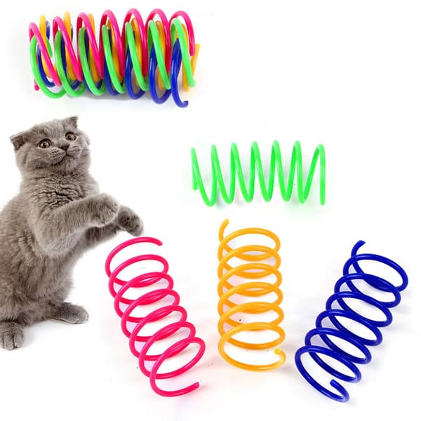 20 Stykker Holdbare Farverige Plastfjer Kattelegetøj Spiral Til Katte Én Størrelse 20 PCS