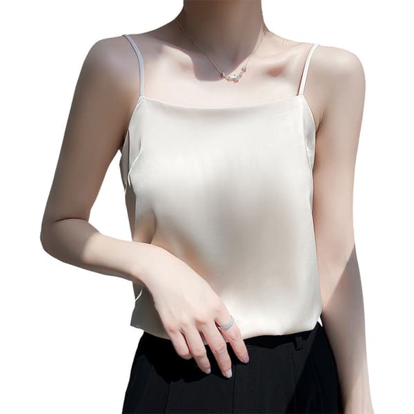 Sommer Forår Tanktoppe Slanke Ensfarvede T-shirts og Toppe Silver S:40-47.5kg