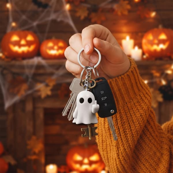 Rolig Spökhållare Halloween Väskberlocker Plånboksberlocker för Handväskor Söta Nyckelringar för Bilnycklar Presenter till Kvinnor white