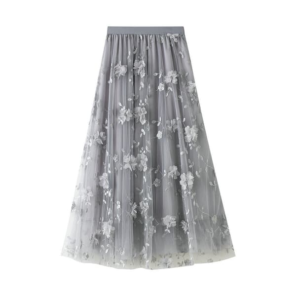 Damklänning Midiklänning med blommor Hög midja A-linje Söt skiktad älvnät black one size