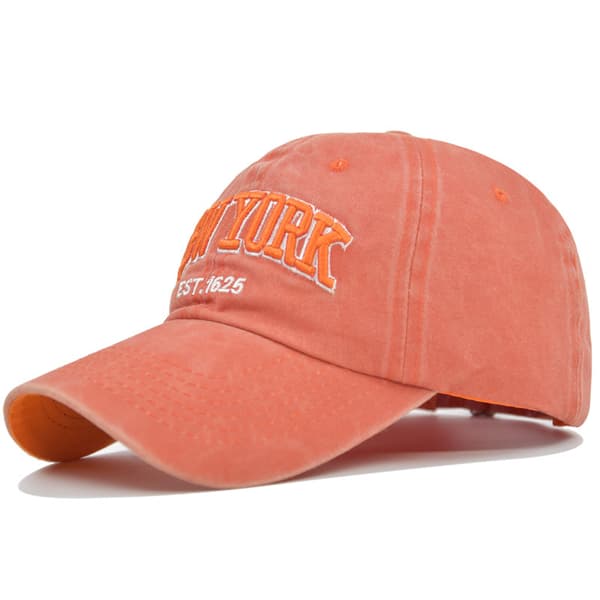 New York Letter Broderade Baseballkepsar Slitna Bleka Kepsar Orange