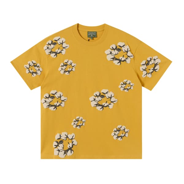 Denim Tears Sommer Løs Uformell Topp Bomulls T-skjorte S-2XL yellow 1 S