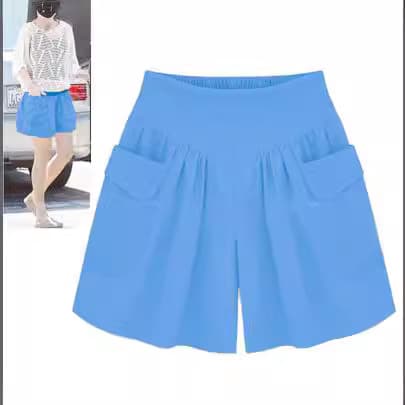 Kvinnor Mode Sommar Lösa Fritidsshorts Elastisk Midja Strandshorts Enfärgad Andningsbara Vida Ben Byxor black M