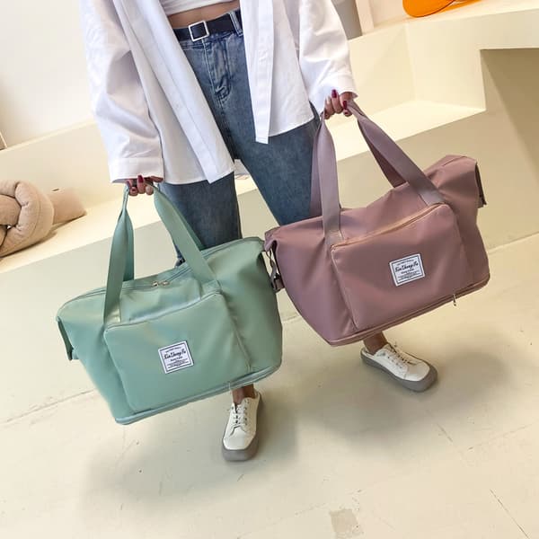 Stor sammenleggbar koffert, lett og vanntett duffelbag med festestropp, tørr og våt separasjon sammenleggbar koffert Fruit Green