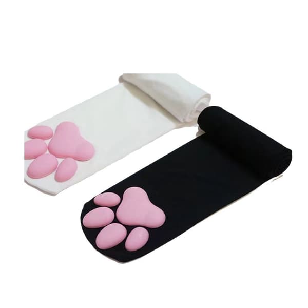 3D Katt Caw Strumpor, Kvinnor Tecknade Strumpbyxor Svart Vit White