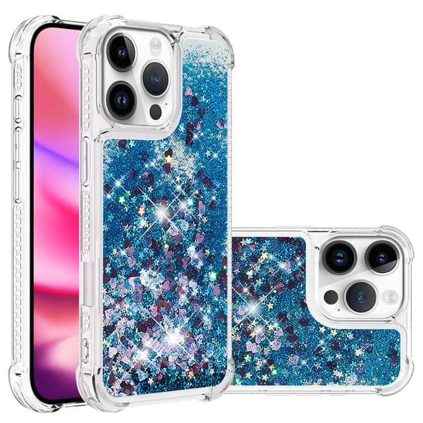 Yhteensopiva IPHONE Glitter Liquid Transparent Bling Bling Crystal Clear Liquid Quick Strap Silikonin kanssa Blue 17