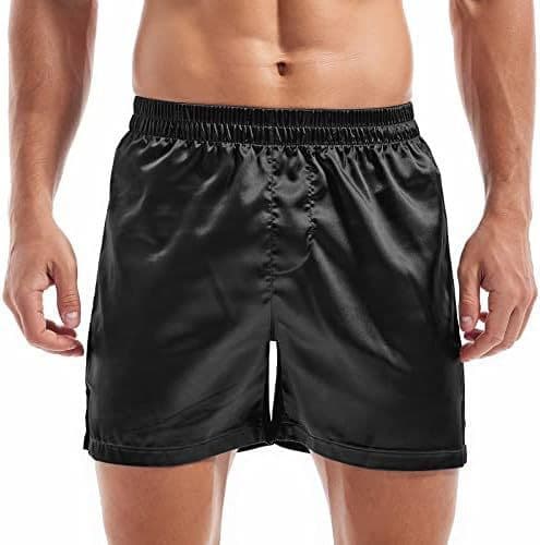 Afslappede underbukser til mænd, soveshorts i satin Black M