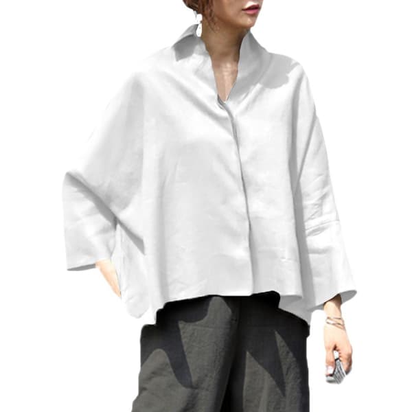 Vår Dame Kontorskjorter Langermet Slagknapp Ensfargede Topper white L-XL