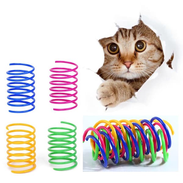 20 Stykker Holdbare Farverige Plastfjer Kattelegetøj Spiral Til Katte Én Størrelse 20 PCS