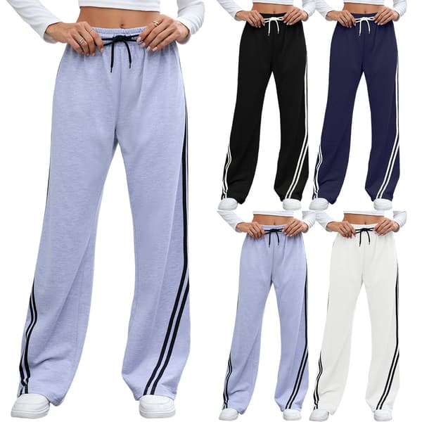 Dame Brede Ben Sweatpants Afslappede Højtaljede Lige Sweatpants Snøre Joggers med Lommer black M