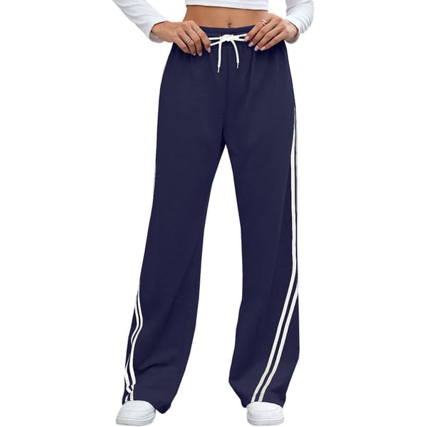 Dame Brede Ben Sweatpants Afslappede Højtaljede Lige Sweatpants Snøre Joggers med Lommer white M