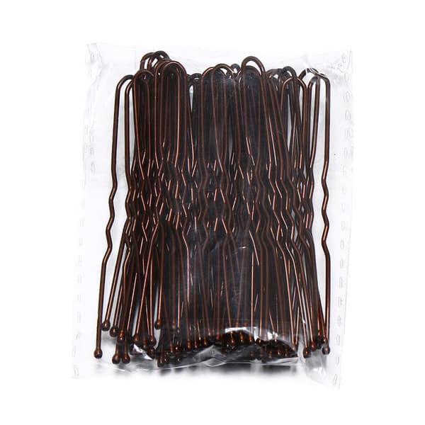 100 stk. U-formede hårnåle Bølgede metalhårklemmer coffee 5CM