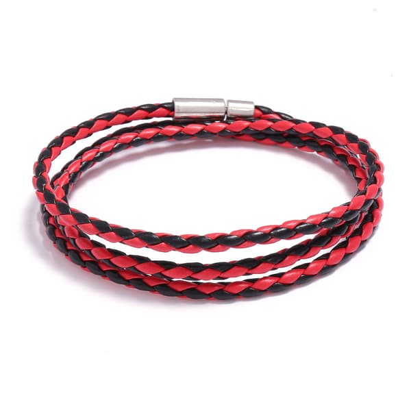 2 kpl PU-nahkarannekoru miehille ja naisille, monivärinen Black Red