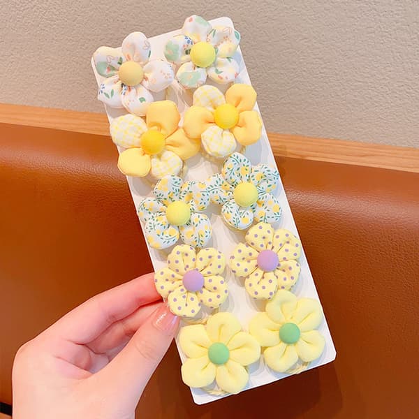 Tecknade blomhårscrunchies Elastiska hårband Hästsvanshållare för flickor Färgglada Scrunchy Hårrepband 6