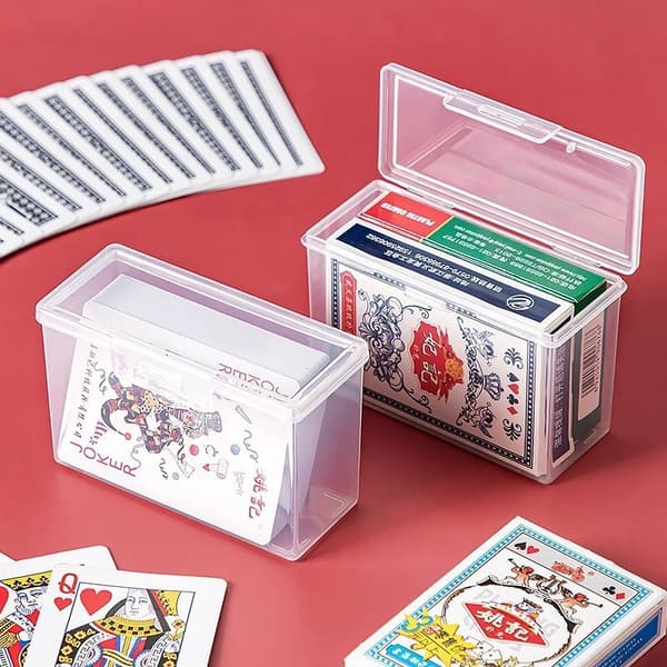4 STK Spillkortoppbevaring Poker Oppbevaringsveske Spillkortboks Transparent 4PCS
