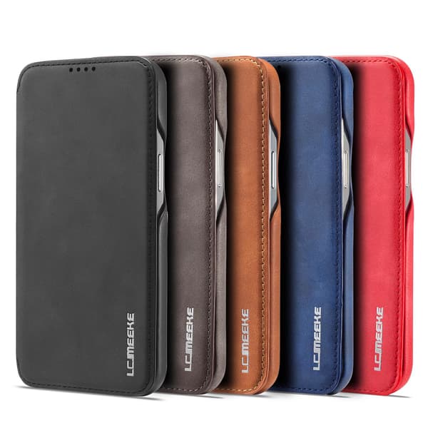 Læder Flip Pung Telefoncover Til iPhone 17 16 Pro Max Air 14 15 13 12 Mini 11 Pro XS Max XR Plus Kortpladser Bogtaske BLACK iphone16pro