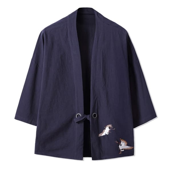 Broderi Haori Kimono Harajuku Japansk Stil Plus Size Män Samurai Kostym Yukata Asiatiska Kläder Kofta Kvinnor Jacka Coffee M