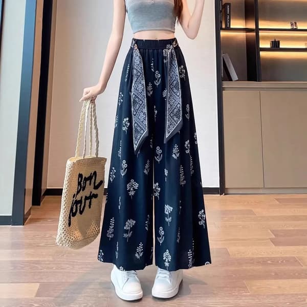 Kvinders Retro Komfortable Bukser Trykt Tynd Kontordame Mode Ny Ankomst Trendy Åndbar WHITE M