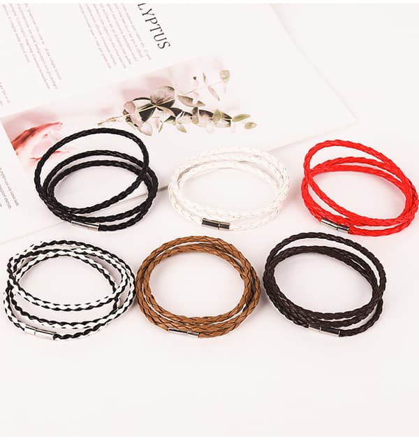 2-pack PU-läderarmband för män och kvinnor i flera färger Beige