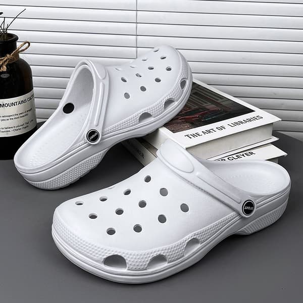 Bekväma tofflor för män, andningsbara och slitstarka för inomhus, utomhus, strand och trädgård, sommar White 36