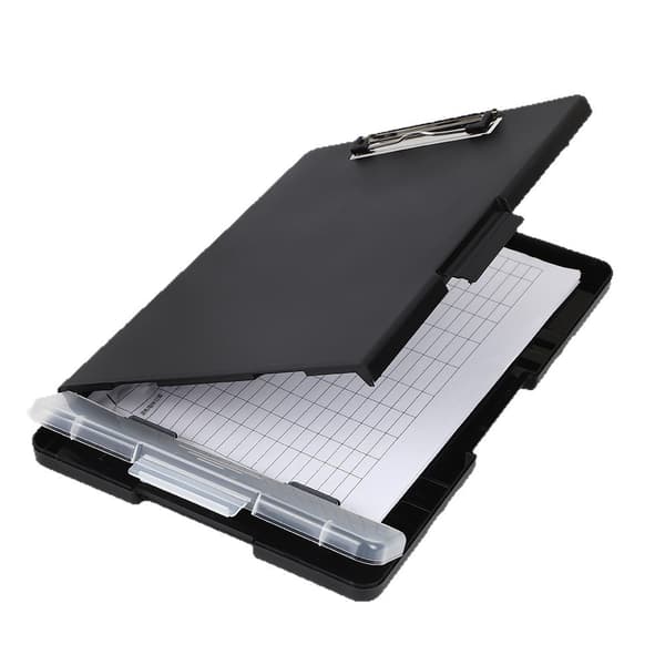 Bærbar A4 Sykepleierklippmappe Plastfilboks Clipboard med Oppbevaringsfilboks Organizer Mappe BLUE
