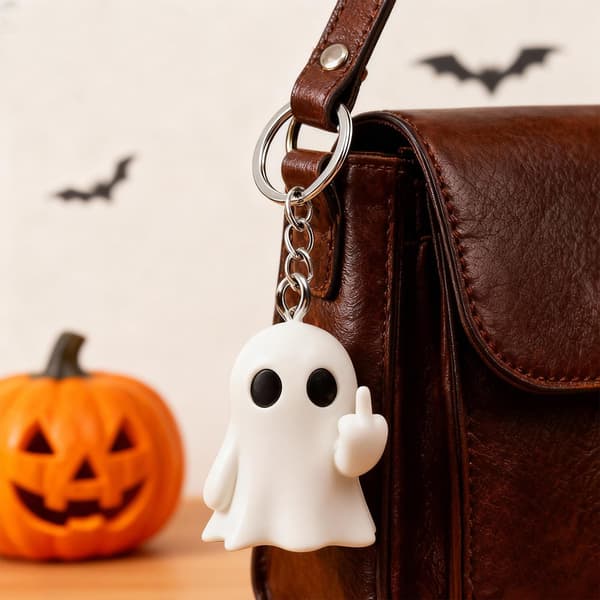 Rolig Spökhållare Halloween Väskberlocker Plånboksberlocker för Handväskor Söta Nyckelringar för Bilnycklar Presenter till Kvinnor white
