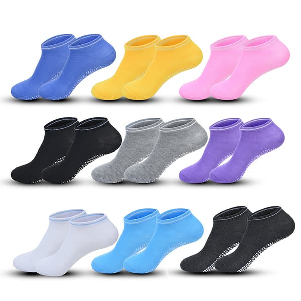 1 par halkfria strumpor för kvinnor, yoga pilates strumpor, grepp sportstrumpor deep grey