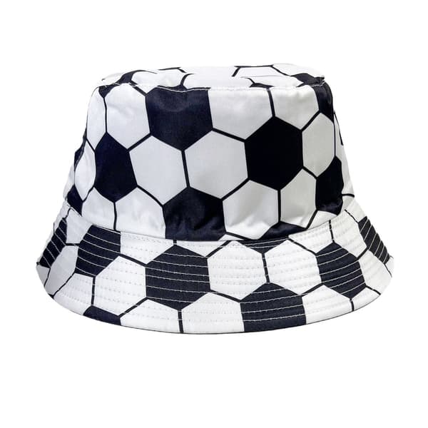 Unisex Fodboldprint Lærred Solhat Strandhat Fiskerhat White 56-58cm