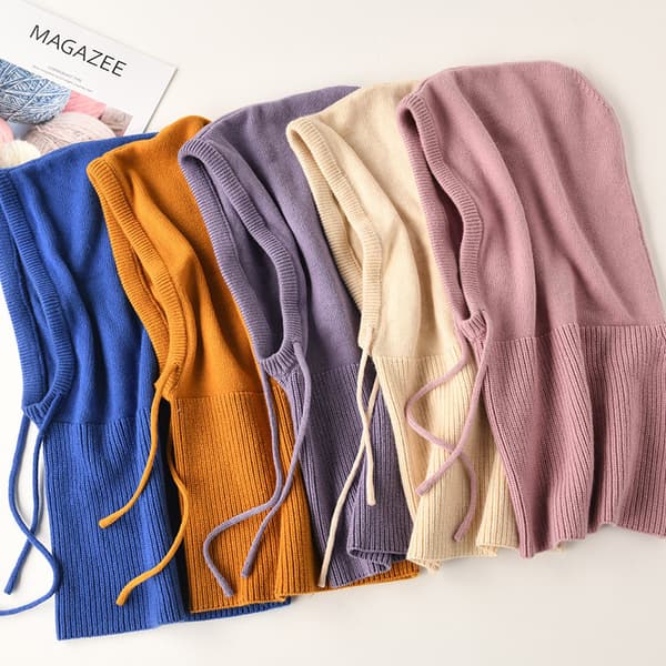 Balaclava hue til kvinder, vinter, kashmir, strikket hue, skimaske, skihue til udendørs brug Deep Grey Adjustable