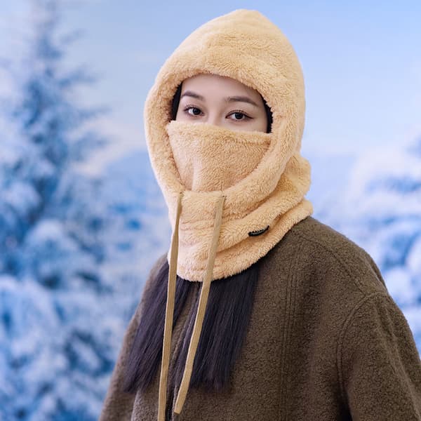 Vinter Termisk Fleece Balaklava Skjerf Lue for Kvinner Coffee