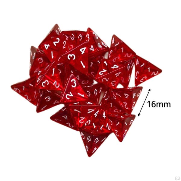 25 stk. pakke med 4-sidede terninger til rollespil, akryl polyhedral sæt D4 16mm blue