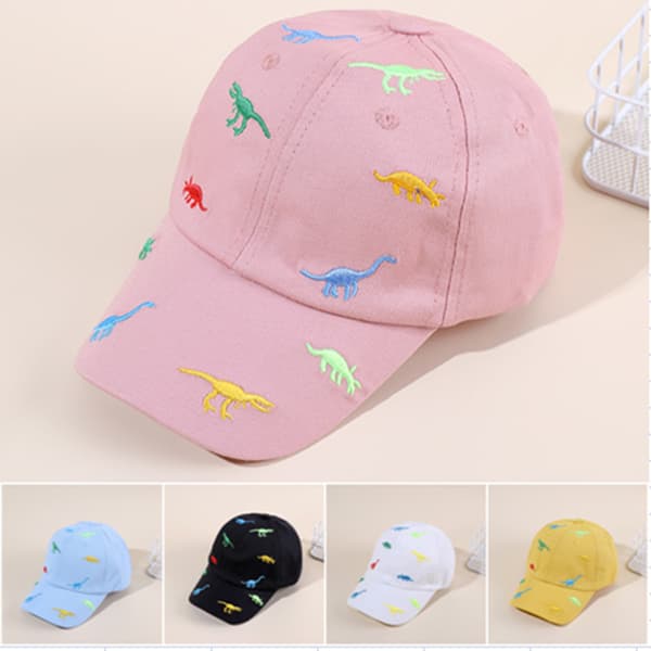 Baseballcaps for små jenter med brodert dinosaur, solhatt for vår/sommer, baseballcaps for små gutter for 2-8 år Yelllow 48-54CM