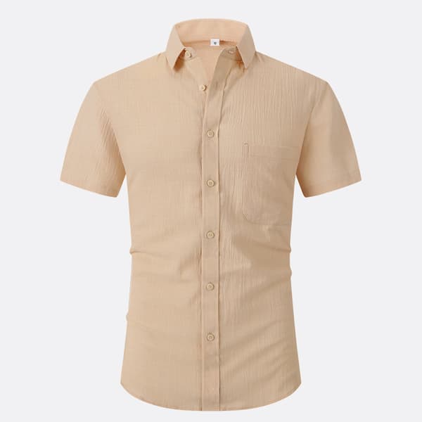 Bomull Lin Skjorter for Menn Sommer Ensfarget Nedbrettbar Krage Bomull Lin Uformell Skjorte Menn Strandstil Green M