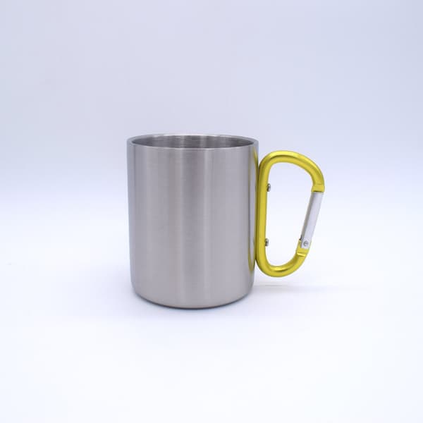 Kaffekopp i rustfritt stål med doble vegger og lilla håndtak - Slitesterk og glansfull Yellow 300ml