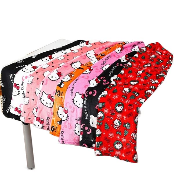 Sarjakuva HelloKitty Flannel-pyjamahousut Paksummat pyjamat Musta Pinkki Kissa Black White M