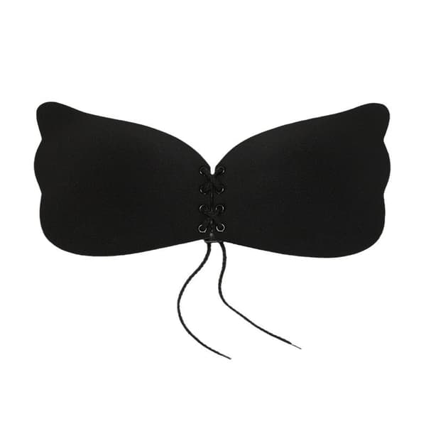 Selvklebende stroppeløse BH-er for kvinner Ryggløs usynlig push-up samlende bralette undertøy Black A