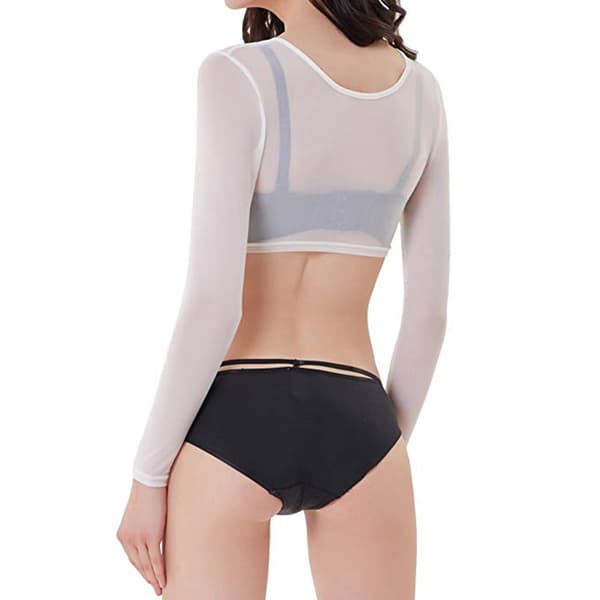 Dame Tynnere Slankere Armwear Wrap Crop Tops Base White M