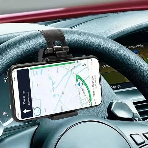 Yleiskäyttöinen autopuhelinteline auton ohjauspyörään, auton navigointiteline, teleskooppikiinnike matkapuhelimille, autopuhelinpidike Blue