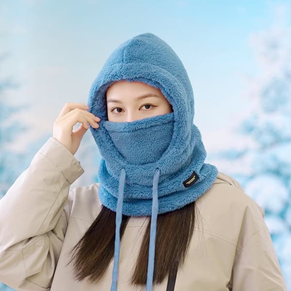 Vinter Termisk Fleece Balaklava Skjerf Lue for Kvinner Blue