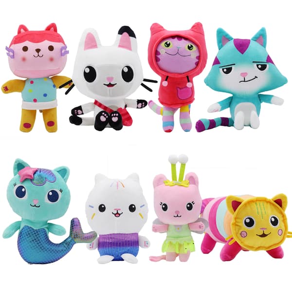 Gabbys dockskåp mjuk plyschdocka 25 cm, mjuk dockleksak för barn Rose Cat