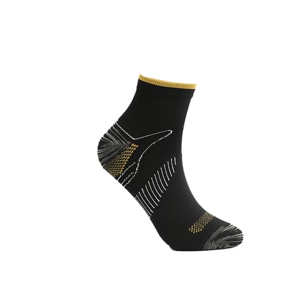 1 par elastiske kompresjonssokker for menn og kvinner Black Yellow S/M:34-40