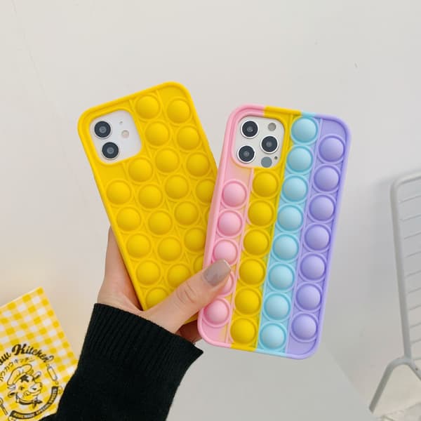 Kompatibel iPhone 13 12 11 6 7 8 SE XR Pro Max, Pop It Fidget-deksel, Mobildeksel Yellow 12 Pro Max
