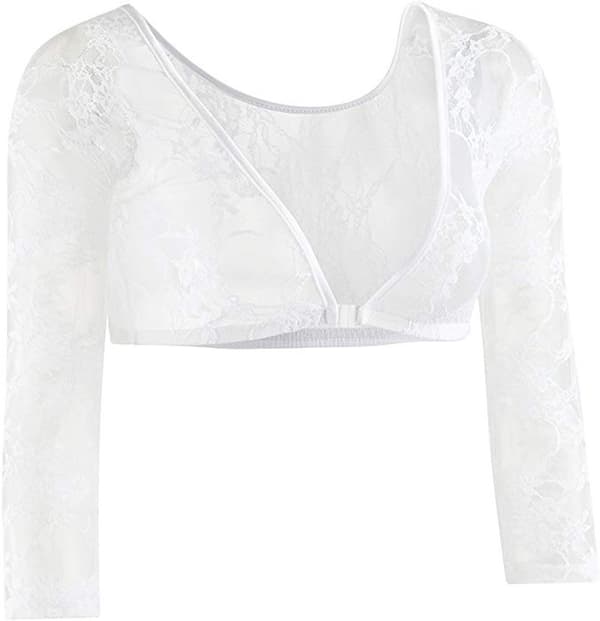 Dame Tynnere Slankere Armwear Wrap Crop Tops Base Lace White M