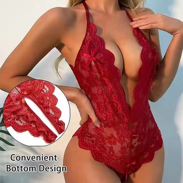 Dame Sexy Blonde Bodys Nattøy Undertøy Red XL