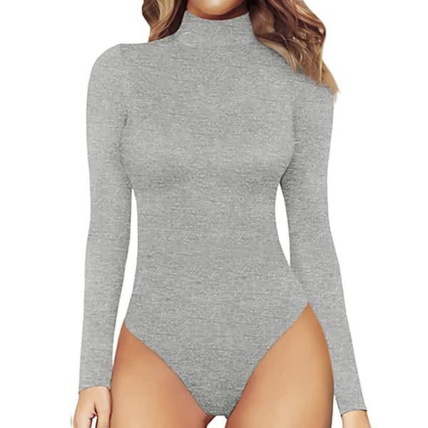 Langermet T-skjorte Sexy Turtleneck Onesie Slim-fit Termisk Undertrøye white M