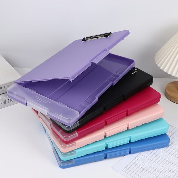 Bærbar A4 Sykepleierklippmappe Plastfilboks Clipboard med Oppbevaringsfilboks Organizer Mappe RED