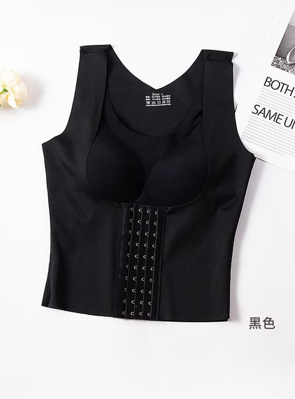 3-i-1 Midje Knappelukking BH Shapewear, Dame Shapewear Black XL:60-67.5kg